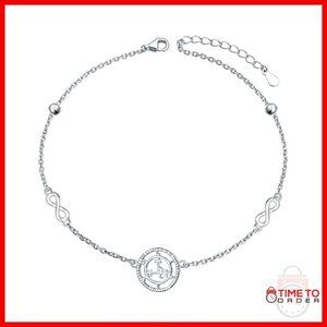 Sterling Silver Sigil of Lilith Infinity Anklet Bracelet 9+1.5 Inches